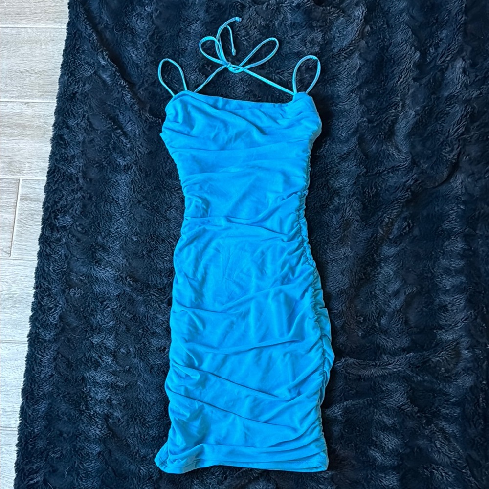 Elegant Blue Halter Dress